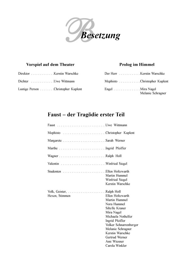 Besetzung Teil 1: